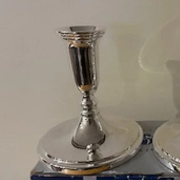 Candlestick Holders 5" Silver-Plated Set of 2 (Brand: Godinger) New - Picture 5 of 6